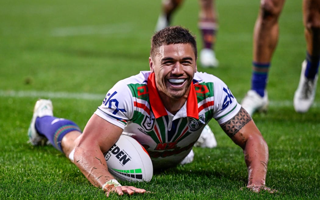 Chanel Harris-Tavita of the Warriors scores a try.One NZ Warriors v Brisbane Broncos Heritage Round 17 of the Telstra NRL Premiership at Go Media Stadium, Mt Smart, Auckland, New Zealand on Saturday 29 June 2024. © Photo: Andrew Cornaga / Photosport