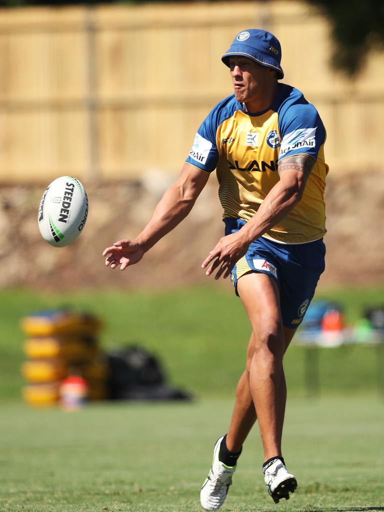 Kane Evans during Parramatta Eels training session ahead of their Friday night clash against the Roosters. Picture: Phil Hillyard