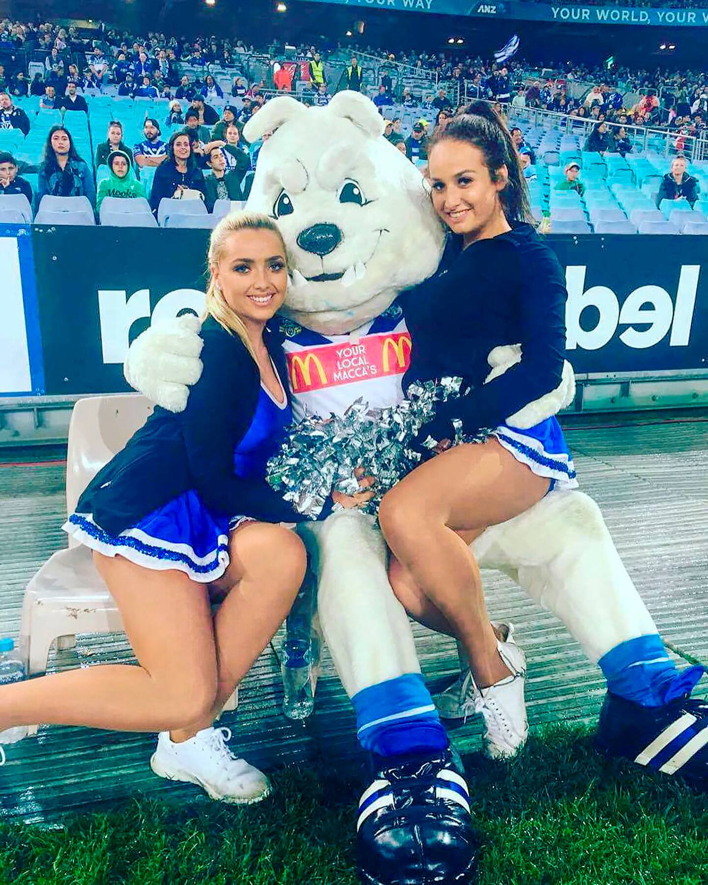 The couple first met nine years ago, when the Chilean-Fijian winger was playing for the Canterbury-Bankstown Bulldogs and Tayla (right) was a cheerleader. Photo / Woman's Day The couple first met nine years ago, when the Chilean-Fijian winger was playing for the Canterbury-Bankstown Bulldogs and Tayla (right) was a cheerleader. Photo / Woman's Day