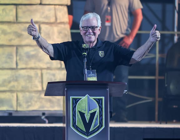 Bill Foley during a victory parade and rally for the Golden Knights after they clinched their first Stanley Cup. Photo / Getty Images Bill Foley during a victory parade and rally for the Golden Knights after they clinched their first Stanley Cup. Photo / Getty Images